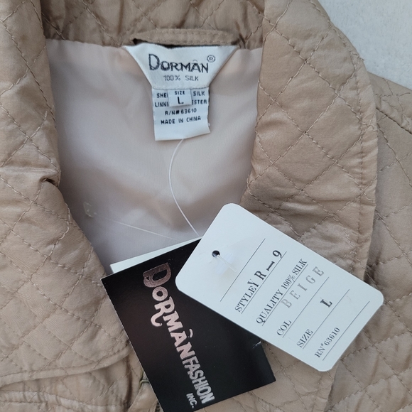 Washable Silk Diamond-Quilted Collared Lightweight Jacket ~flaw~ Beige NE… - Picture 7 of 14